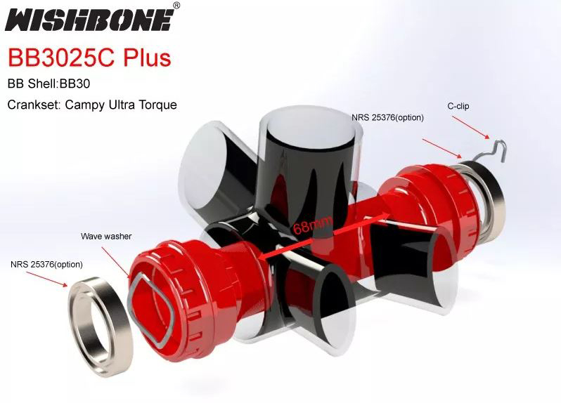生産完了商品 WISHBONE(ウィッシュボーン)BB3025C PLUSボトムブラケット - フレーム、パーツ 生産完了商品 WISHBONE(ウィッシュボーン)BB3025C PLUSボトムブラケット - フレーム、パーツ